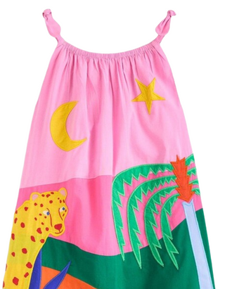 Mini Boden Girl’s Sleeveless Strappy Applique Dress in Vintage Mauve (Imperfect)