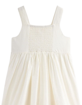 Mini Boden Girl's Sleeveless Remy Button Through Pinafore Dress in Ivory Suns (Imperfect)