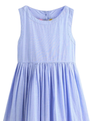 Mini Boden Girl’s  Sleeveless Harlow Back Detail Dress in Blue/Multi