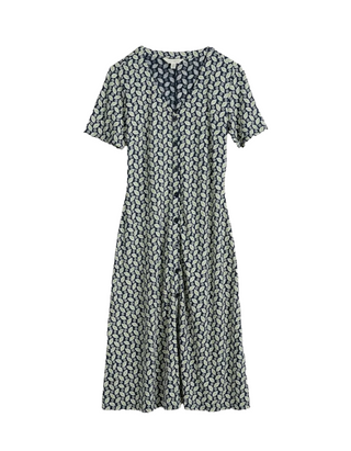 Women’s Cotton Short Sleeve Jersey Tea Dress in Seaside Foliage (Imperfect)