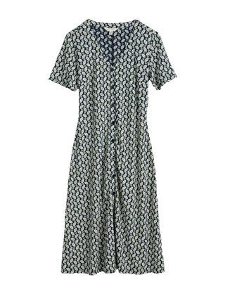Women’s Cotton Short Sleeve Jersey Tea Dress in Seaside Foliage (Imperfect)