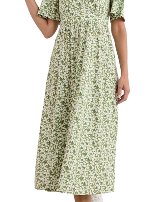 Women's Chateaux Short Sleeve Jersey Dress Green Headland Collage Dark Citron