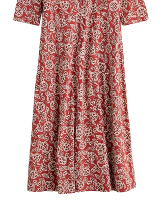 Women's Ava Jersey V-Neck Dress in Floral Pattern Umber