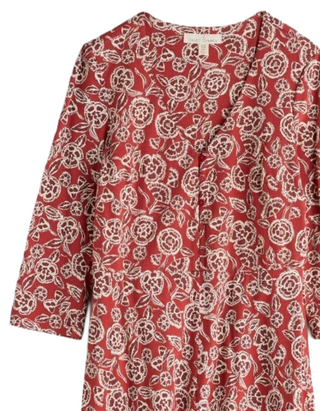 Women's Ava Jersey V-Neck Dress in Floral Pattern Umber