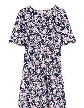 Women's Chateaux Half Sleeve Maxi Dress in Echinacea Sketch Maritim