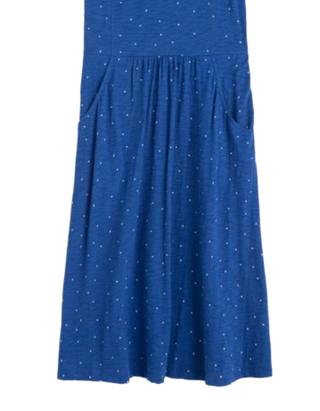 Womn's Short Sleeve Scoop Neck Jersey Enor Dress in Speckle Bright Marine