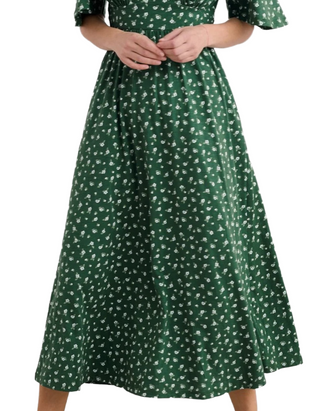 Women's Chateaux Half Sleeve Maxi Jersey Dress in Bud Flower Dark Forage