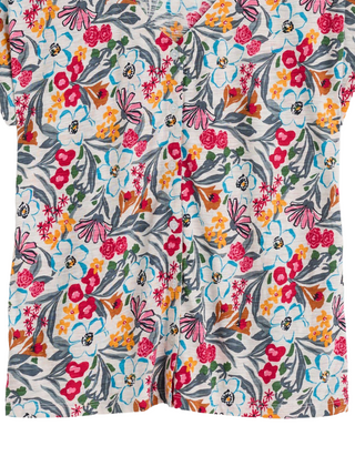Women's Studio Glass Jersey Blouse Garden Flowers Chalk