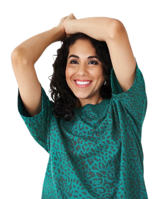 Women's Cotton Crew Neck Leopard Oversized T-Shirt in Teal