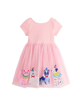 Mini Boden Girl's Ami Applique Tulle Dress in Pink