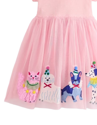 Mini Boden Girl's Ami Applique Tulle Dress in Pink