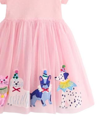 Mini Boden Girl's Ami Applique Tulle Dress in Pink