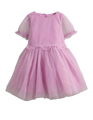 Mini Boden Girl's Tulle Ruffle Waist Dress in Purple