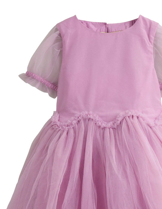 Mini Boden Girl's Tulle Ruffle Waist Dress in Purple