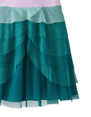 Girl's Short Sleeve Princess Ariel Tulle Dress in Ariel Multi
