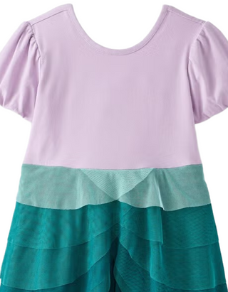 Girl's Short Sleeve Princess Ariel Tulle Dress in Ariel Multi
