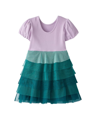 Girl's Short Sleeve Princess Ariel Tulle Dress in Ariel Multi