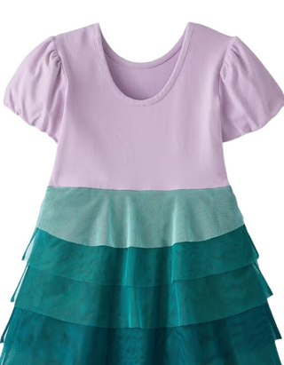 Girl's Short Sleeve Princess Ariel Tulle Dress in Ariel Multi
