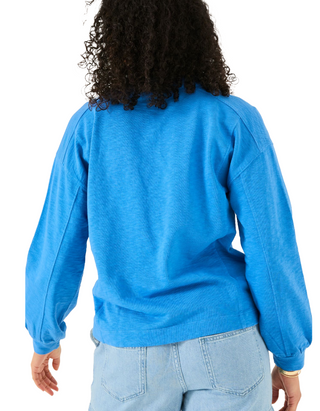 Women's Gigi V Neck Sweatshirt in Mid Blue