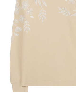 Women's Ellie Natural Embroidered Crew Sweatshirt in Ivory