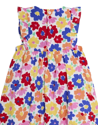 Jojo Maman Babe Floral Frill Shoulder Summer Dress in Fucshia Pink