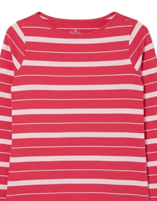 Women's Cotton Long Sleeve Breton T-Shirt in Pink (Imperfect)
