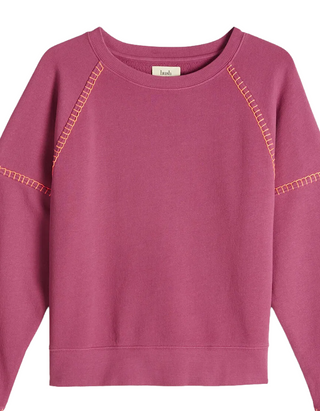 Women’s Long Sleeve Contrast Stitch Sweatshirt in Fuchsia Pink Stitch