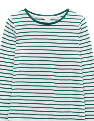 Women's Anna Stripe Crew Neck T-Shirt in White Green