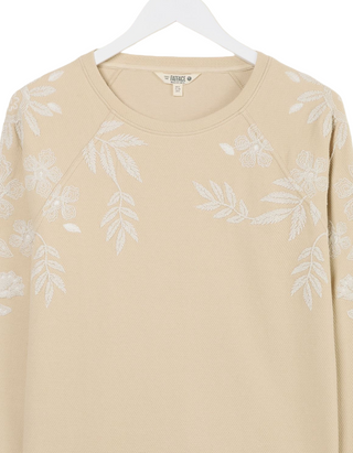 Women's Ellie Natural Embroidered Crew Sweatshirt in Ivory