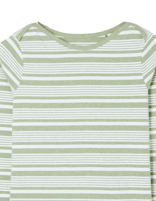 Women's Long Sleeve Cotton Breton T-Shirt in Sage Green (Imperfect)