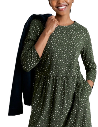Women's Sea Strew 3/4 Sleeve Dress in Green Tulip Stitch Beech