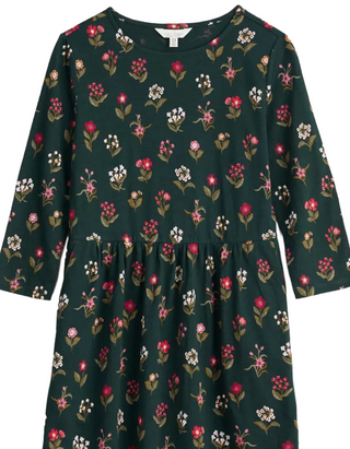 Women's 3/4 Sleeve Sea Strewn Midi Dress in Bunch Floral Tehidy