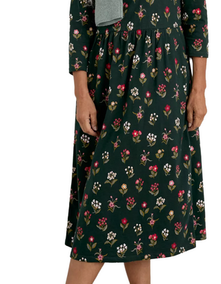 Women's 3/4 Sleeve Sea Strewn Midi Dress in Bunch Floral Tehidy