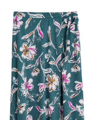 Women's Regular Crellow Wrap Skirt in Linework Floral Pool
