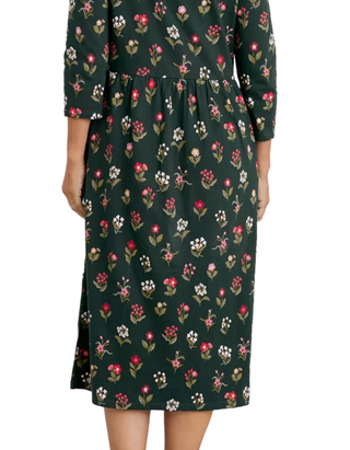 Women's 3/4 Sleeve Sea Strewn Midi Dress in Bunch Floral Tehidy