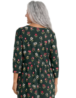 Women's 3/4 Sleeve Sea Strewn Midi Dress in Bunch Floral Tehidy
