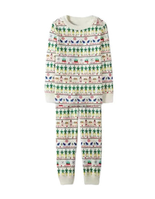 Kids Festive Rainbow Long-John Pyjama Set Ivory Elf Fairisle (Imperfect)