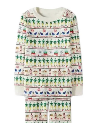 Kids Festive Rainbow Long-John Pyjama Set Ivory Elf Fairisle (Imperfect)