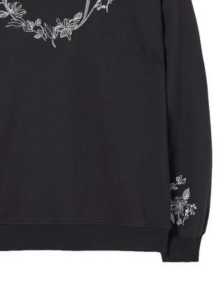 Women's Long Sleeve Embroidered Crew Sweat Top in Black (Imperfect)