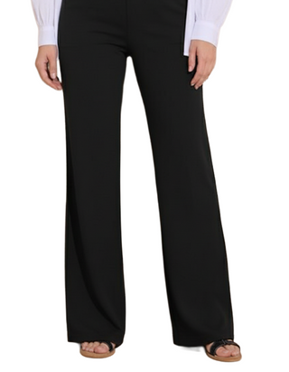 Women's Jersey Wide Leg Textured Trousers in Black