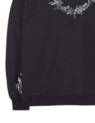 Women's Long Sleeve Embroidered Crew Sweat Top in Black (Imperfect)