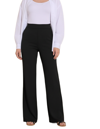 Women's Jersey Wide Leg Textured Trousers in Black