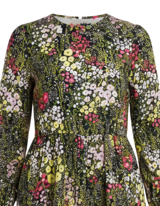 Women's Dress Long Sleeve Crew Neck Knee Length Tiered Ruffle Hem