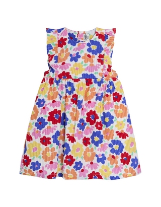 Jojo Maman Babe Floral Frill Shoulder Summer Dress in Fucshia Pink