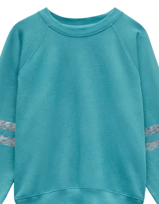 Women's Metallic Stripe Relaxed Sweatshirt in Blue