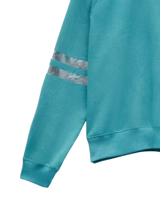 Women's Metallic Stripe Relaxed Sweatshirt in Blue