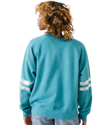 Women's Metallic Stripe Relaxed Sweatshirt in Blue