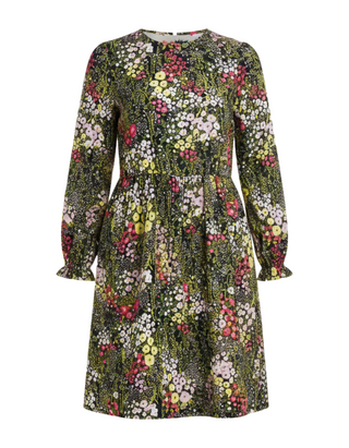 Women's Dress Long Sleeve Crew Neck Knee Length Tiered Ruffle Hem