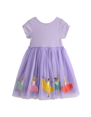 Mini Boden Girls' Ballerina Ami Applique Tulle Dress in Purple (Imperfect)