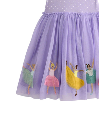 Mini Boden Girls' Ballerina Ami Applique Tulle Dress in Purple (Imperfect)